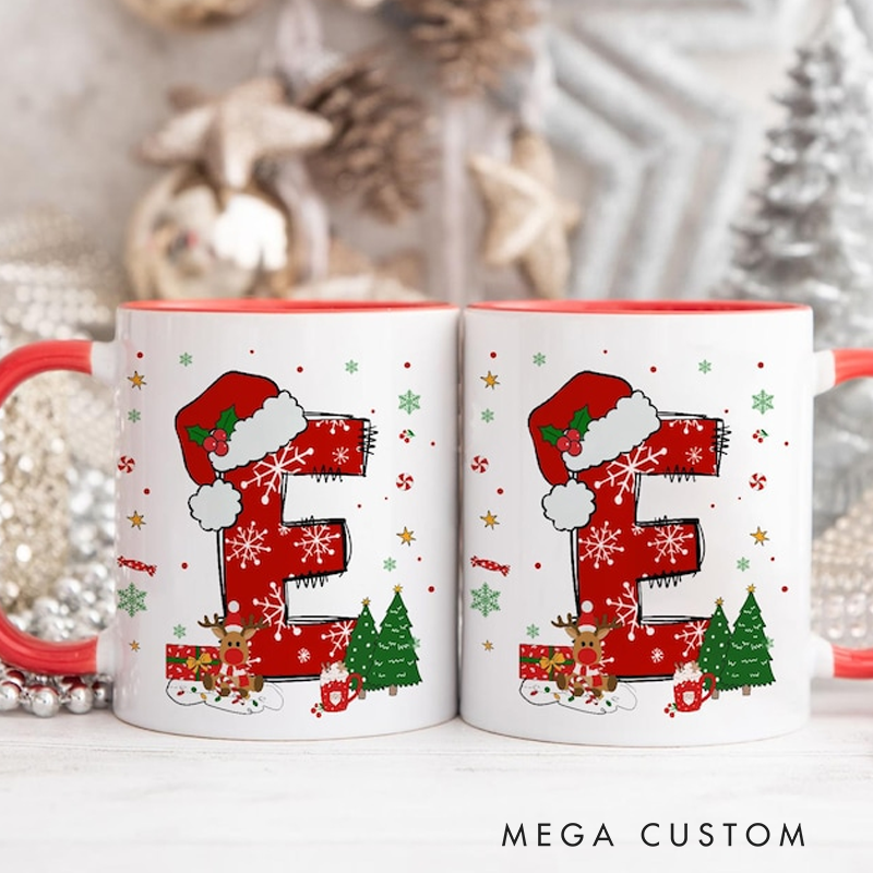 Personalized Christmas Mug Custom Initial Name Mug Secret Santa Gifts Custom Coffee Mug Christmas Gifts Reindeer Mug Xmas Decor
