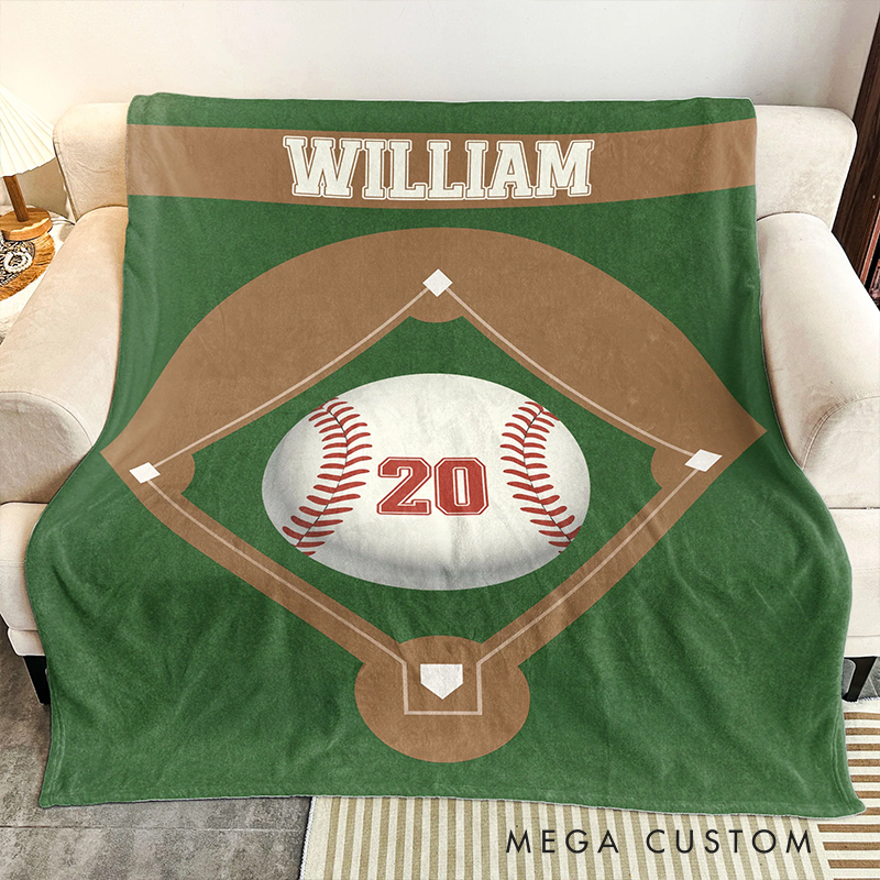 Personalized Sports Blanket with Custom Name and Number Design