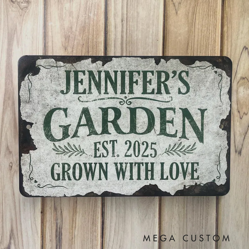 Personalized Metal Garden Sign Rustic Outdoor Decor Gifts for Her Garden Lover Gift 