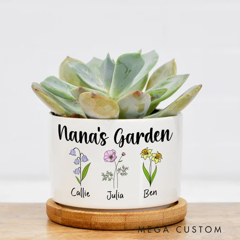 Personalized Birth Flower Succulent Planter Mother's Day Gift Gift for Grandma Custom Mini Plant Pot Garden Lover Gift 