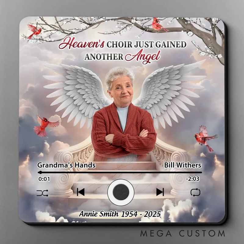 Personalized Photo Heaven's Choir Just Gained Another Angel Memorial Custom Music Fridge Magnet That Can Play Songs Sympathy Gift for Family Members