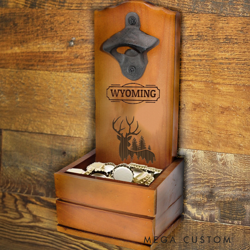 Personalized Whitetail Deer Wall Mount Bottle Opener Engraving Bottle Openers Hunting Gift for Boyfriend Husband