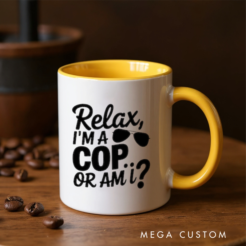 Personalized Police Officer Mug Custom Name Badge and Relax Cop Design Gift for Police Officers