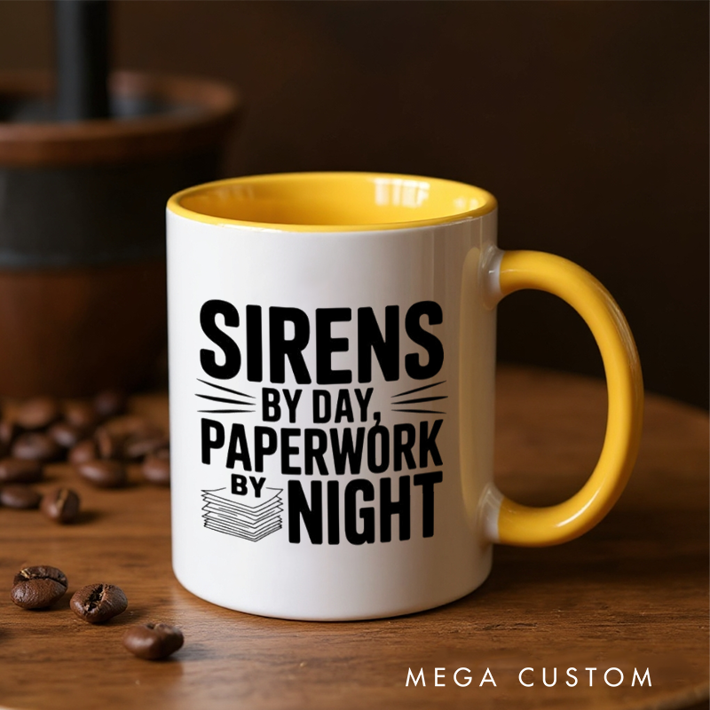 Personalized Police Officer Mug Custom Name Badge and Sirens Design Gift for Police Officers