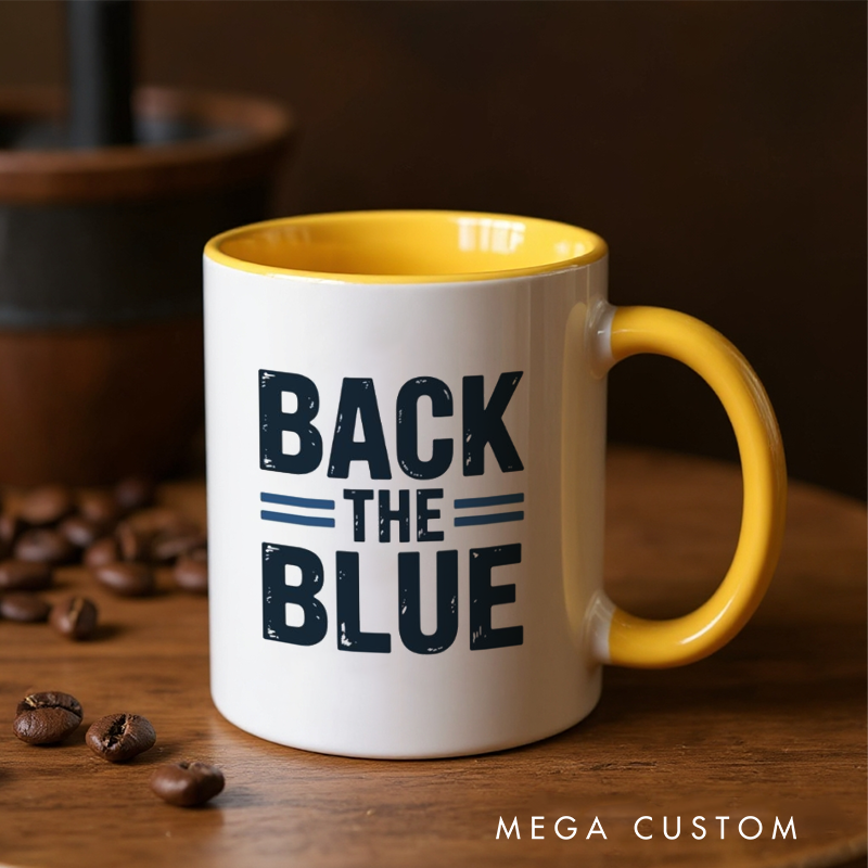 Personalized Police Officer Mug Custom Name Badge and Back the Blue Design Gift for Police Officers