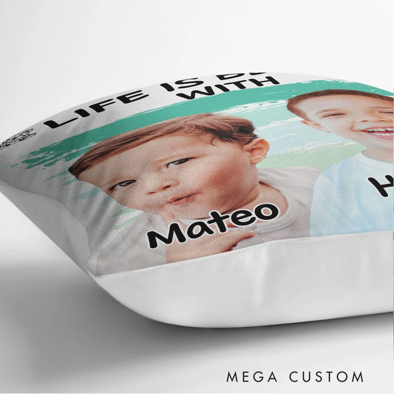 Personalized Photo Life Is Better with Grandkids Pillow