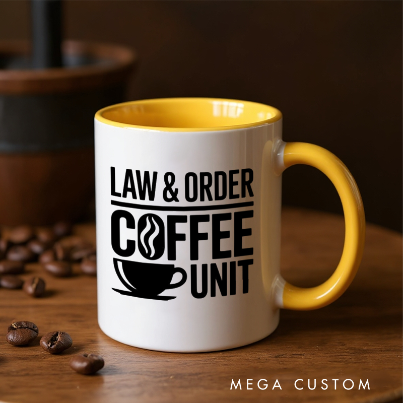 Personalized Police Officer Mug Thin Blue Line Silhouette and Law Order Coffee Unit Design Gift for Police Officers