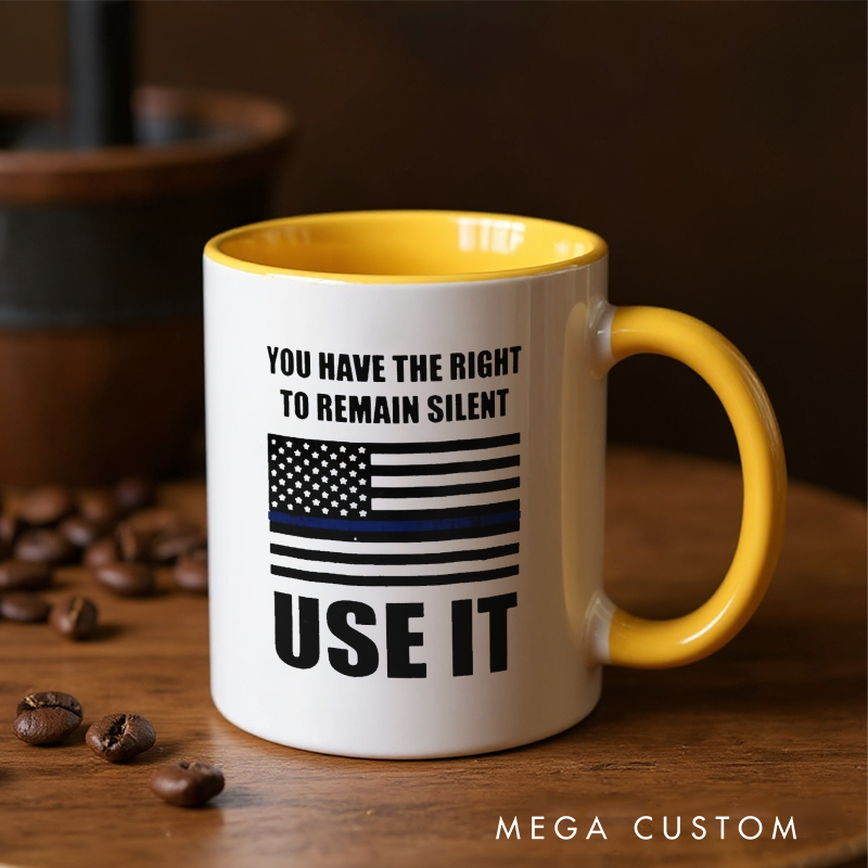 Personalized Police Officer Mug Custom Name Funny Officer Design and Right to Remain Silent Gift for Police Officers
