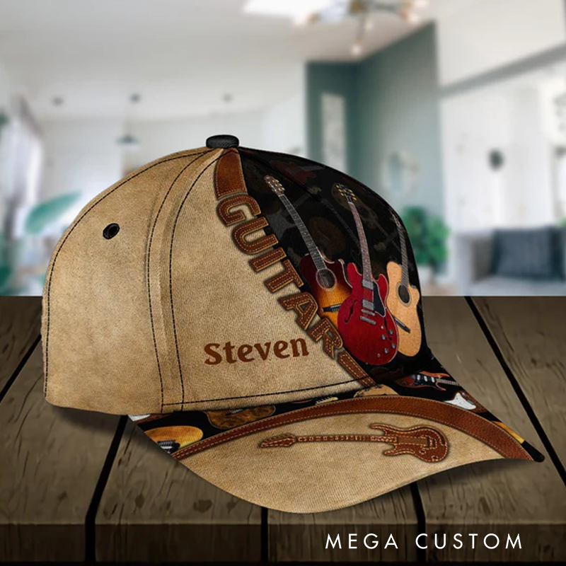 Personalized Name 3D Print Baseball Cap With Adjustable Snap for Music Lover Perfect Music Lovers Guitar Lovers Custom Gift Hat