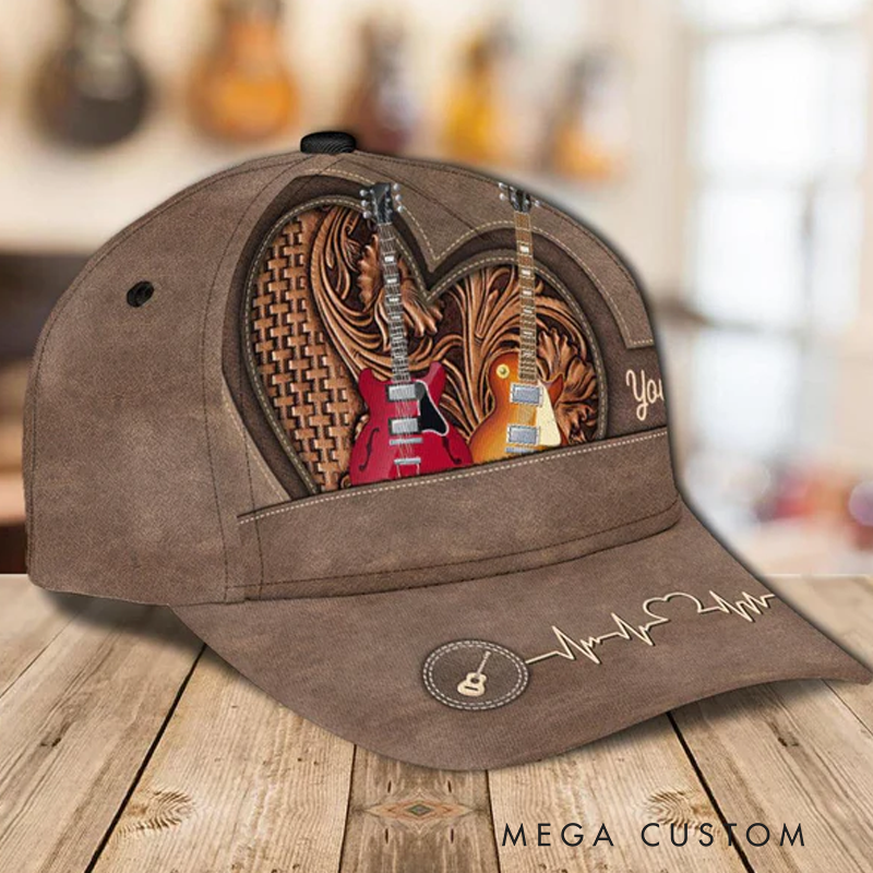 Personalized Name 3D Print Baseball Cap With Adjustable Snap for Music Lover Perfect Music Lovers Guitar Lovers Custom Gift Hat