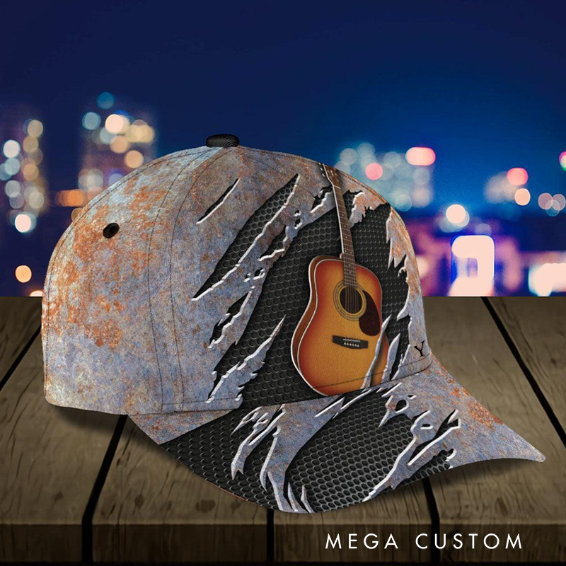 Personalized Name 3D Print Baseball Cap With Adjustable Snap for Music Lover Perfect Music Lovers Guitar Lovers Custom Gift Hat