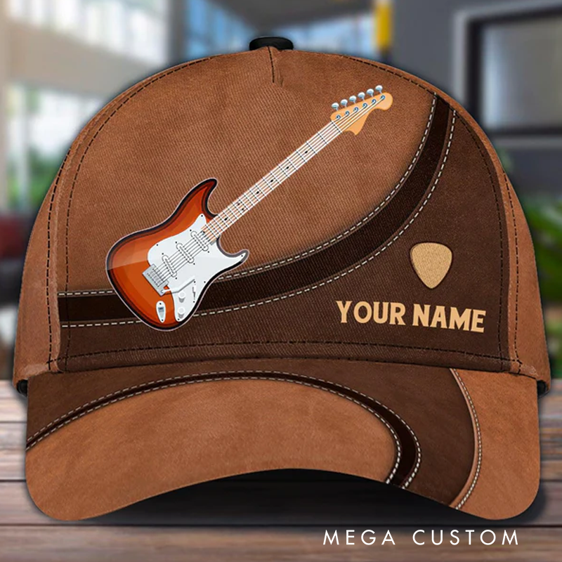 Personalized Name 3D Print Baseball Cap With Adjustable Snap for Music Lover Perfect Music Lovers Guitar Lovers Custom Gift Hat