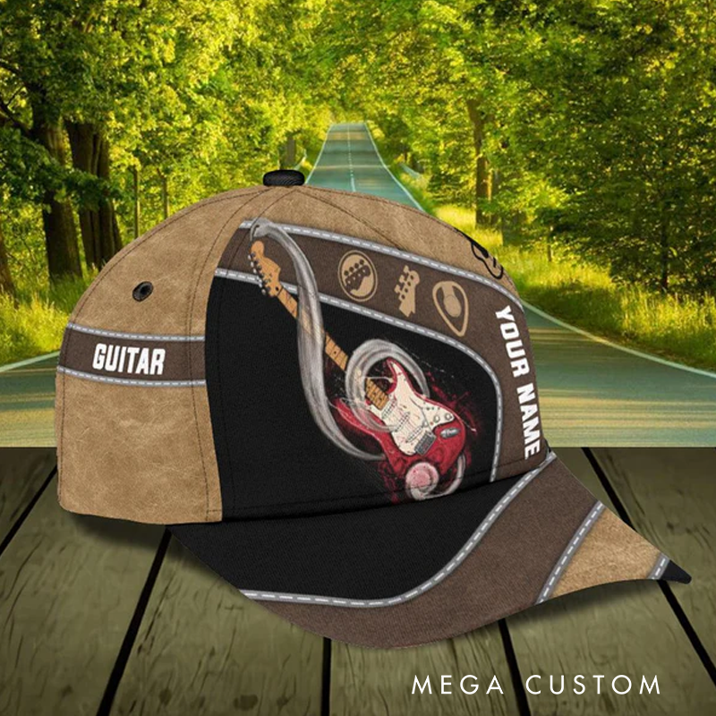 Personalized Name 3D Print Baseball Cap With Adjustable Snap for Music Lover Perfect Music Lovers Guitar Lovers Custom Gift Hat