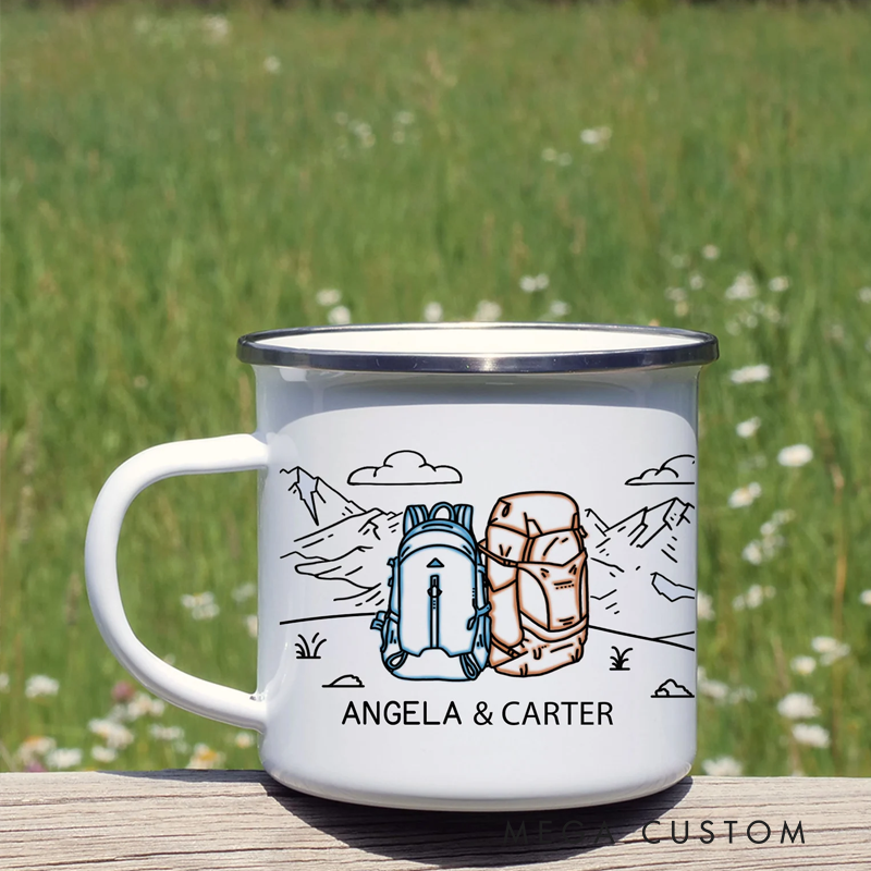 Personalized Backpacking Adventure Campfire Mug Custom Hiking Camping Gift for Nature Outdoor Lover