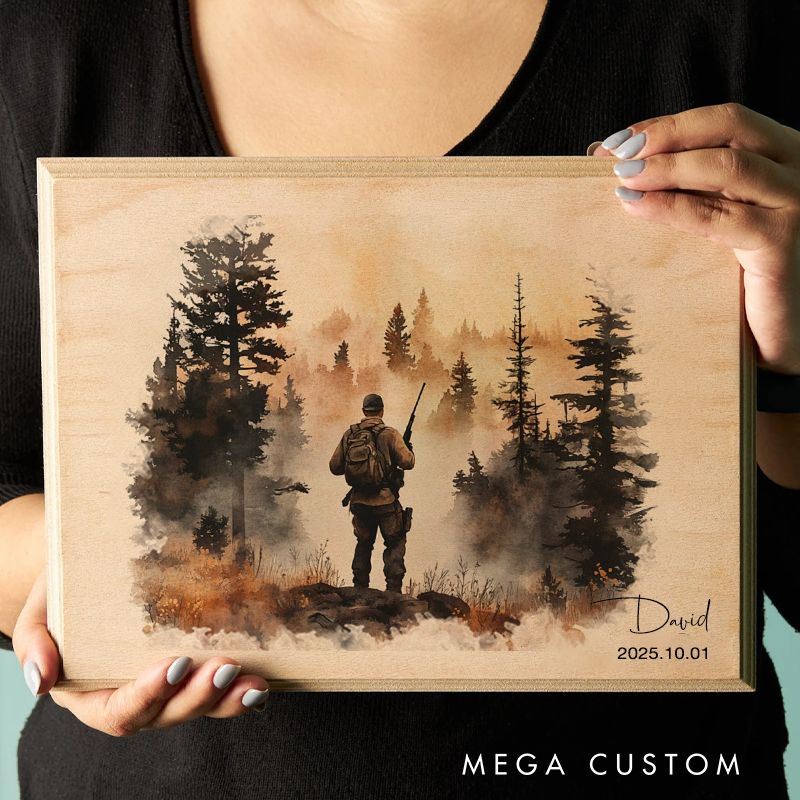 Personalized Hunting Decor Custom Wood Photo Hunting Gift Rustic Hunting Picture on Wood Gift for Him Wood Picture Transfer