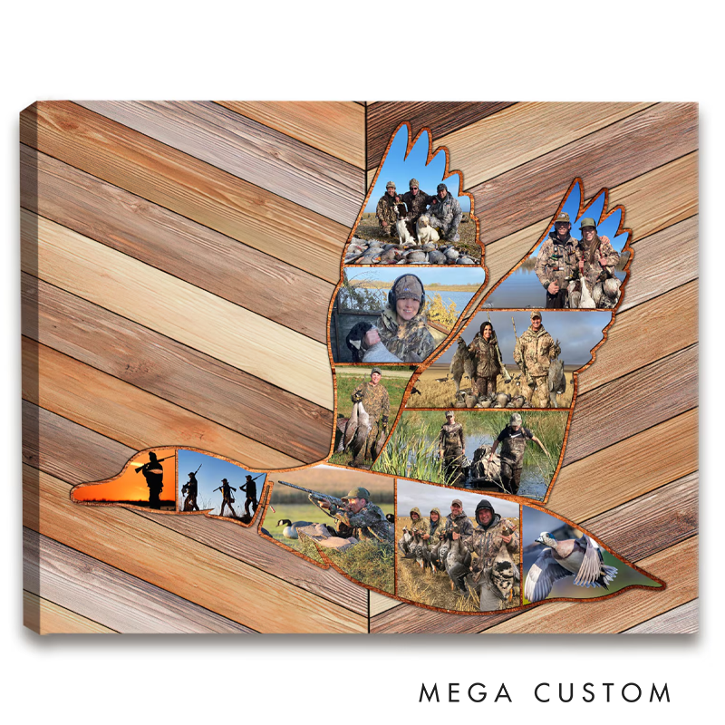 Personalized Duck Hunter Wall Art Custom Duck Collage Canvas Waterfowl Best Gift for Hunting Men Dad