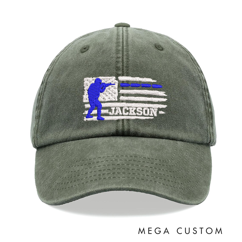 Personalized Police Embroidered Baseball Cap Thin Blue Line Design Unique Gift for Law Enforcement Officers