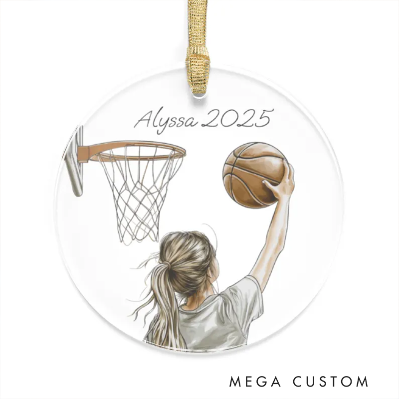 Personalized Basketball Girl Christmas Ornament Custom Name and Year Decoration
