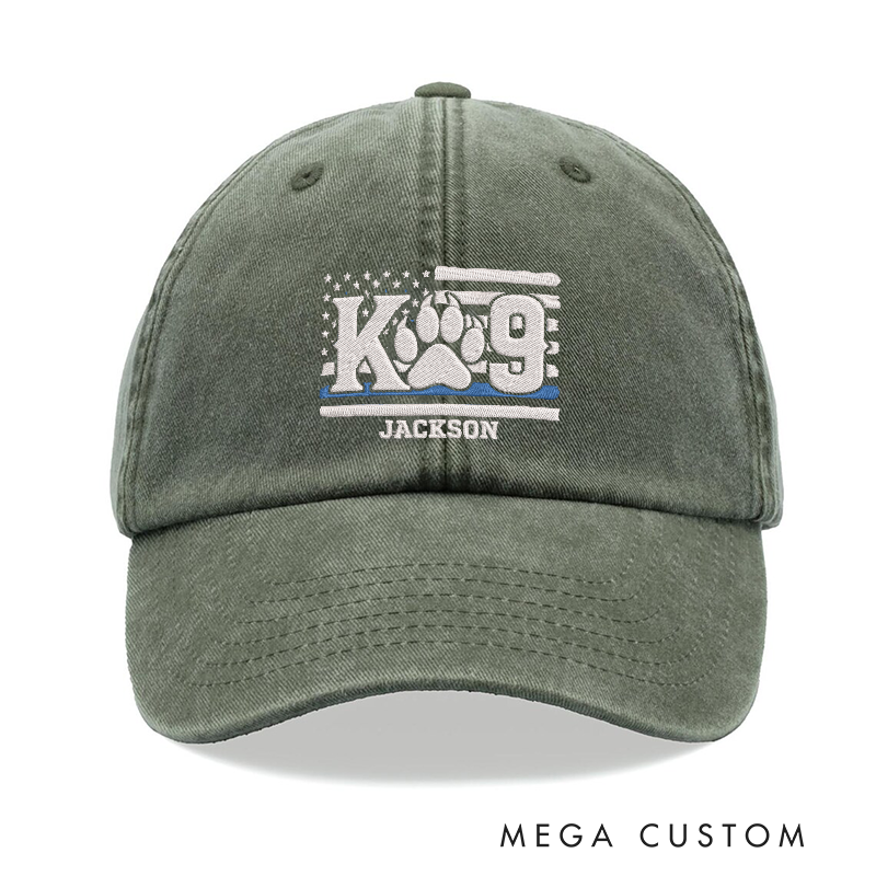 Personalized K-9 Police Embroidered Baseball Thin Blue Line Design Unique Gift for K-9 Unit Officers and Dog Handlers