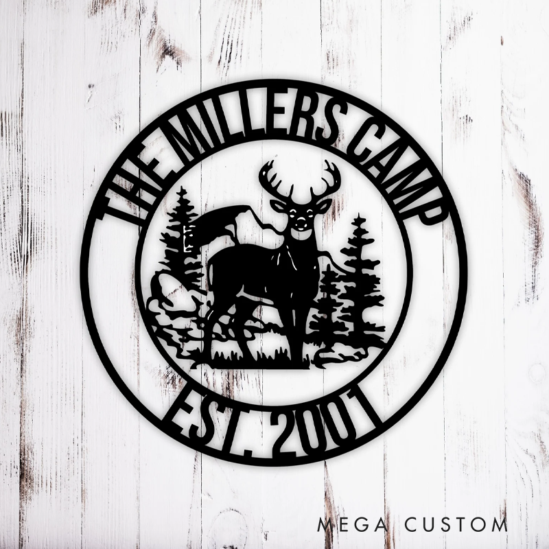Personalized Deer Camp Metal Sign Home Antler Decor Custom Outdoor Decor Camping Hunter Gift
