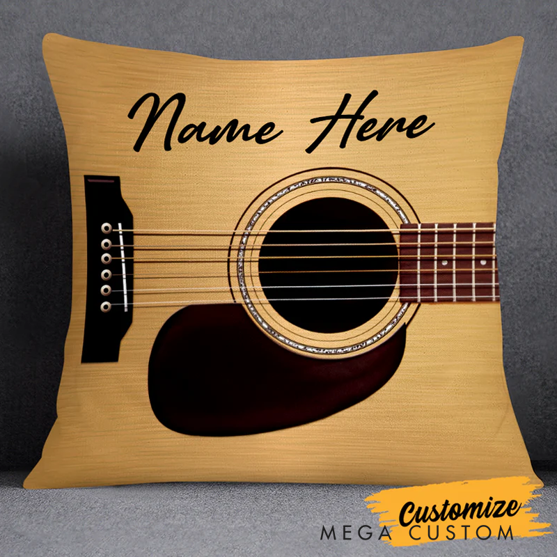 Personalized Name Custom Acoustic Electric Guitar Pillow Best Gift for Guitarist