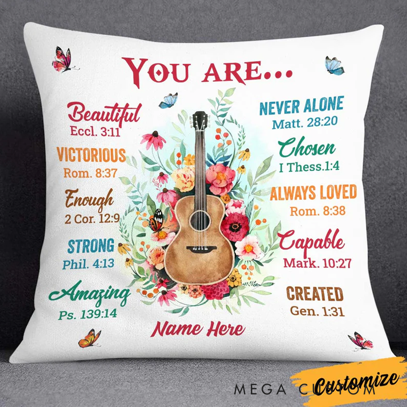 Personalized Name Throw Pillow Guitar You Are Pillow for Music Lover Guitar Lovers Custom Gift