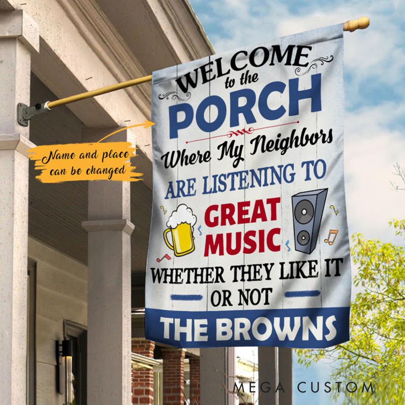 Personalized Backyard Patio Great Music Gardening Flag