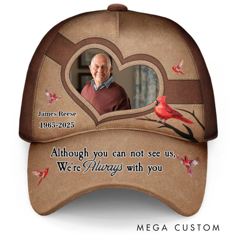 Personalized Photo Memorial Baseball Cap Custom I'll Carry You With Me Until I See You Again Classic Cap Sympathy Gift