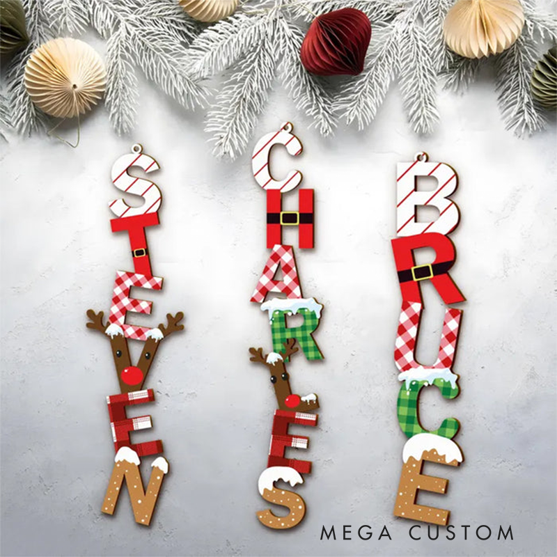 Personalized Alphabet Ornament Kids Name Ornament Christmas Tag for Stockings Kids Christmas Gifts