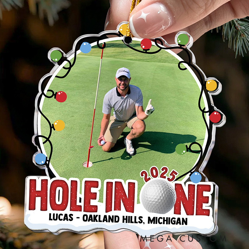 Personalized "Hole-In-One 2025" Acrylic Ornament with Custom Photo 