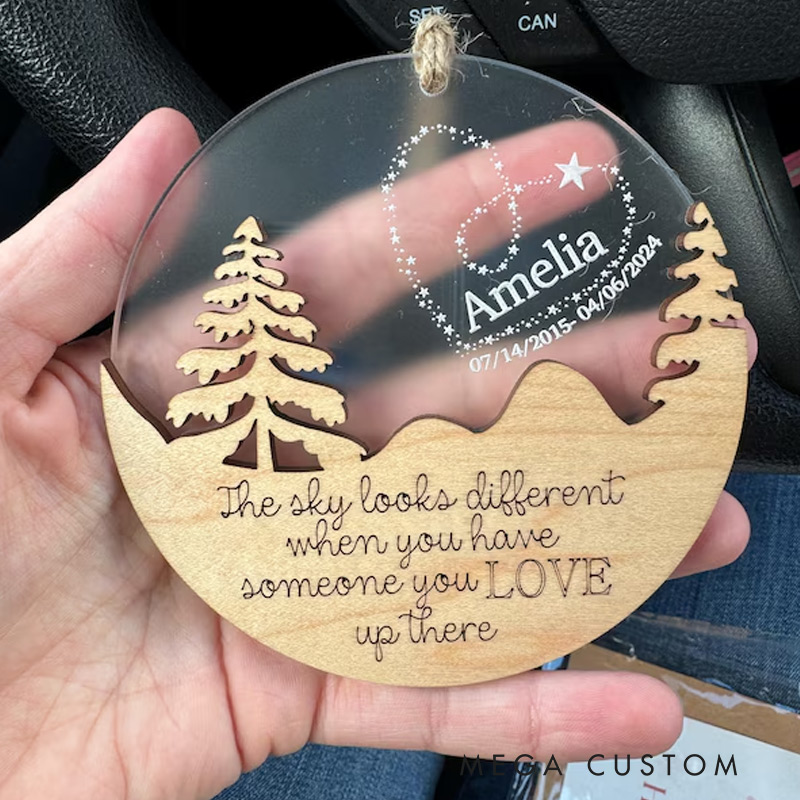 Personalized Memorial Ornament The Sky Looks Different When You have Someone You Love Up There Christmas Ornament