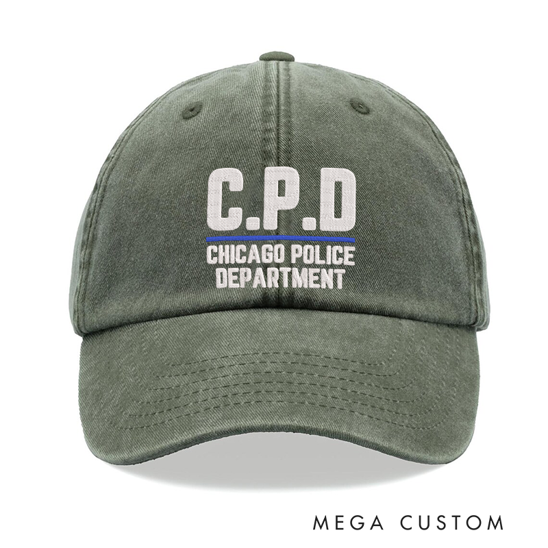 Personalized Chicago Police Department Embroidered Baseball Cap with Thin Blue Line Design Perfect Gift for CPD Officers and Supporters