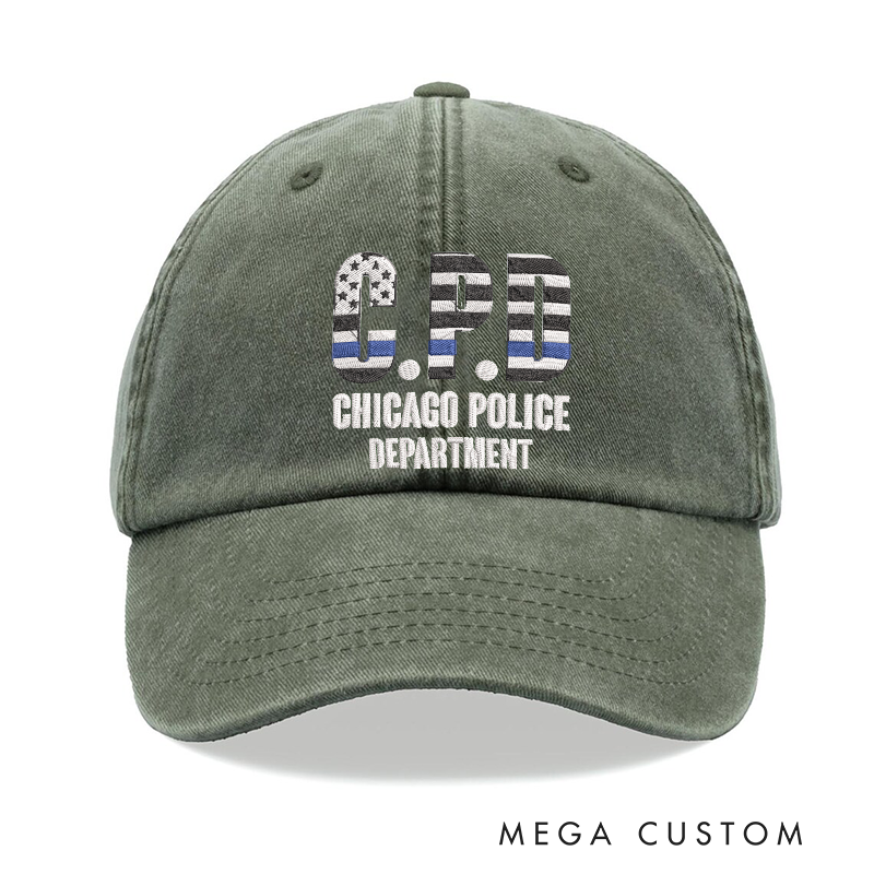 Personalized Chicago Police Department Embroidered Baseball Cap Thin Blue Line Gift for CPD Officers and Supporters