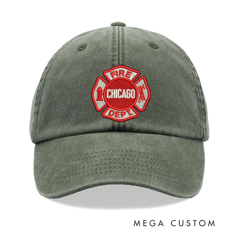 Personalized Chicago Fire Department Embroidered Baseball Cap Maltese Cross Gift for Firefighters and CFD Supporters
