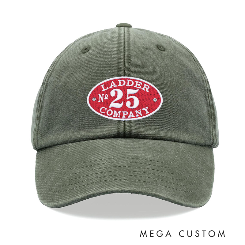 Personalized Ladder Company Number Embroidered Baseball Cap Thoughtful Gift for Firefighters and Fire Department Teams