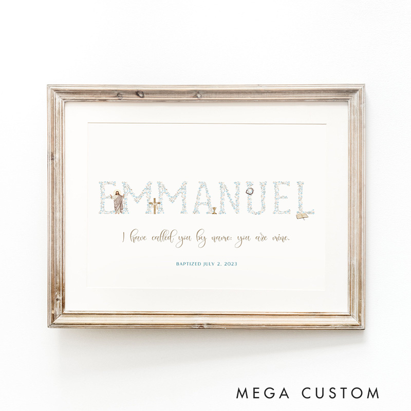 Personalized I Have Called You by Name You are Mine Baptism Frameless Poster with Name and Date Wall Decor Baptism Gift for Girl or Boy