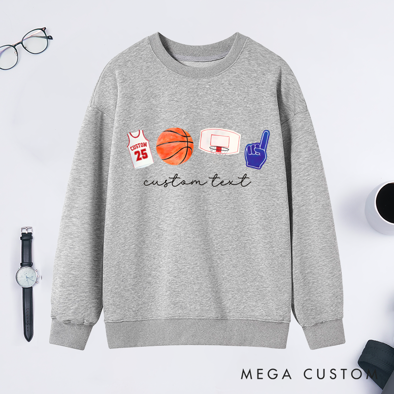 Personalized Basketball Sweatshirt Custom Jersey Number Custom Text Shirt