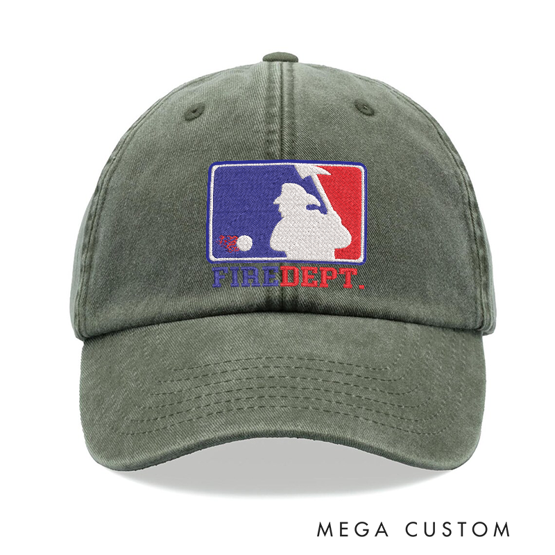 Personalized Fire Department Embroidered Baseball Cap Firefighter Silhouette Gift for Firefighters and Supporters