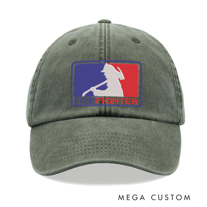 Personalized Firefighter Embroidered Baseball Cap with Bold Silhouette Design Perfect Gift for Firefighting Professionals