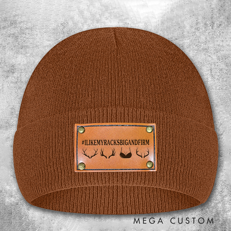 Personalized Leather Patch Beanie All Racks Matter Hat Hunting Winter Hat Gift for Hunter Husband Boyfriend