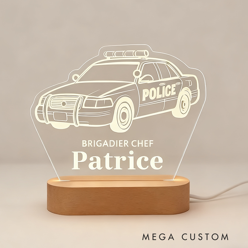 Personalized Police Car LED Night Light Laser Engraved Acrylic LED for Police Gift