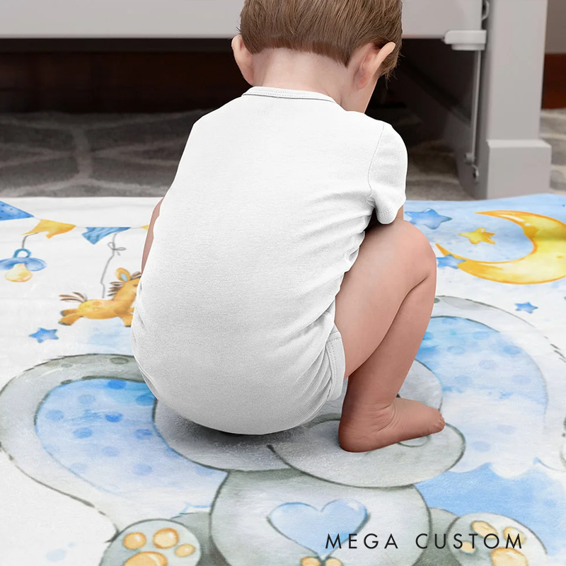 Personalized Baby Elephant Blanket Sweet Dream Name Sofa Blanket Home Nursery Decoration Birthday Baby Shower Newborn Gift for Kid Baby