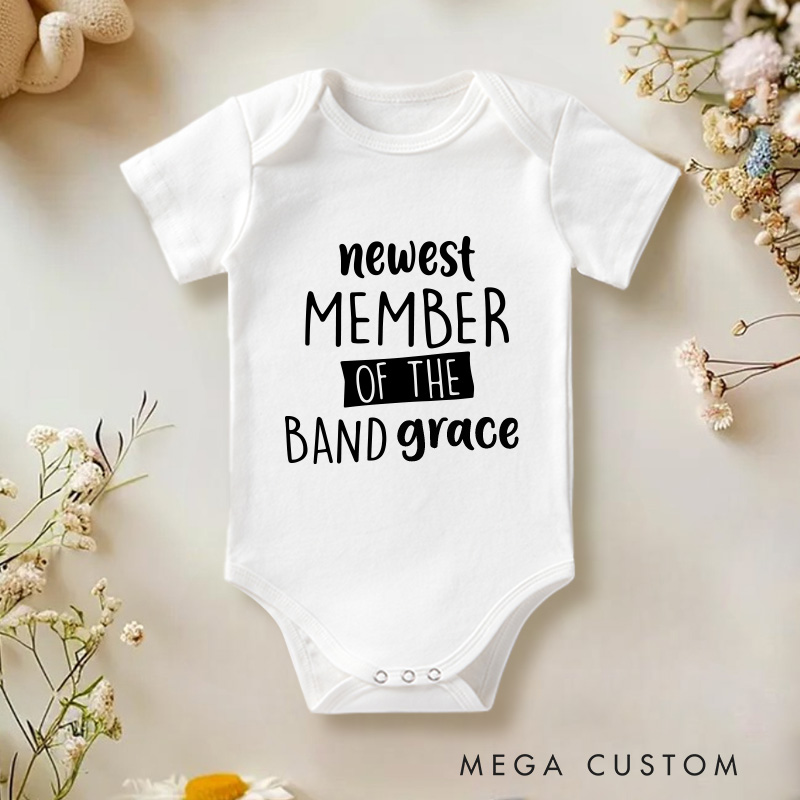 Personalized Newest Member of the Band Baby Onesie Baby Gift for New Mom