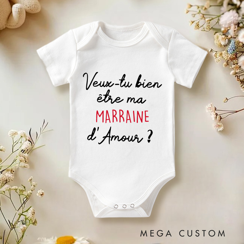 Personalized Will You Be My Godmother or Godfather of Love Baby Onesie Baby Shower Gift