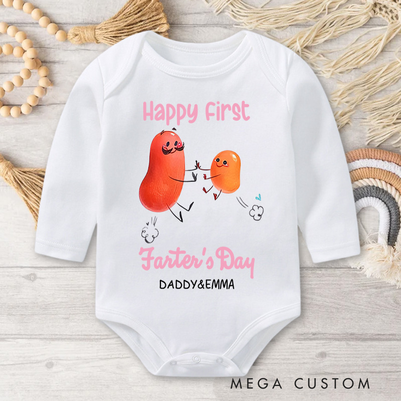 Personalized Happy First Farters Day Potato Baby Bodysuit Gift for Baby New Dad