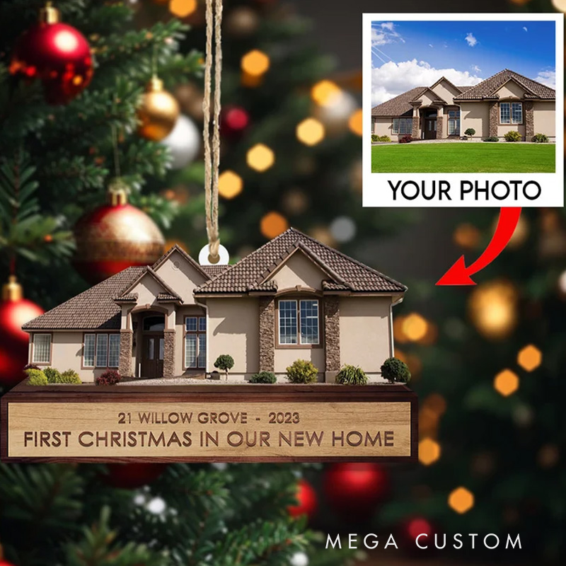 Personalized First Christmas in Our New Home Ornament 2025 Custom House Address Keepsake Personalized Ornament for Families or New Homeowners