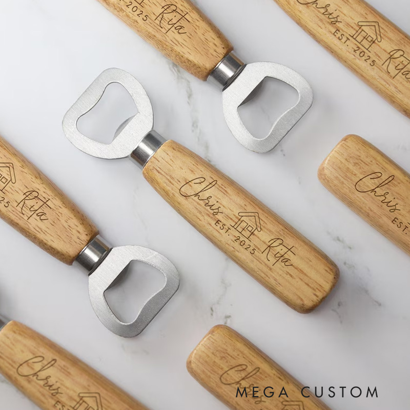 Personalised Bottle Opener House Warming Wooden Bottle Opener Laser Engraved Fathers Day Birthday Christmas New Home