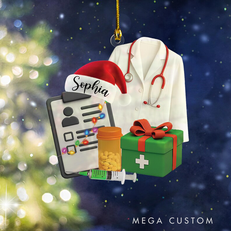 Personalized Holiday Medical Essentials Christmas Ornament Custom Name Acrylic Ornament Christmas Gift for Nurse