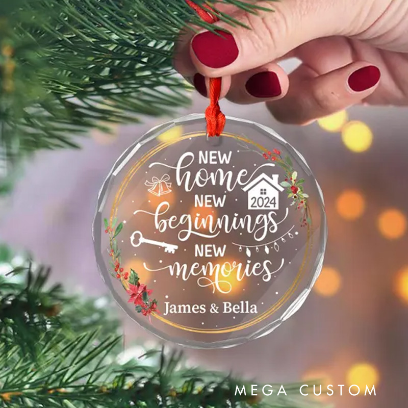 Personalized New Home Ornament 2025 New Home Gifts Housewarming Gifts Glass Wedding Ornament First Christmas In Our New Home