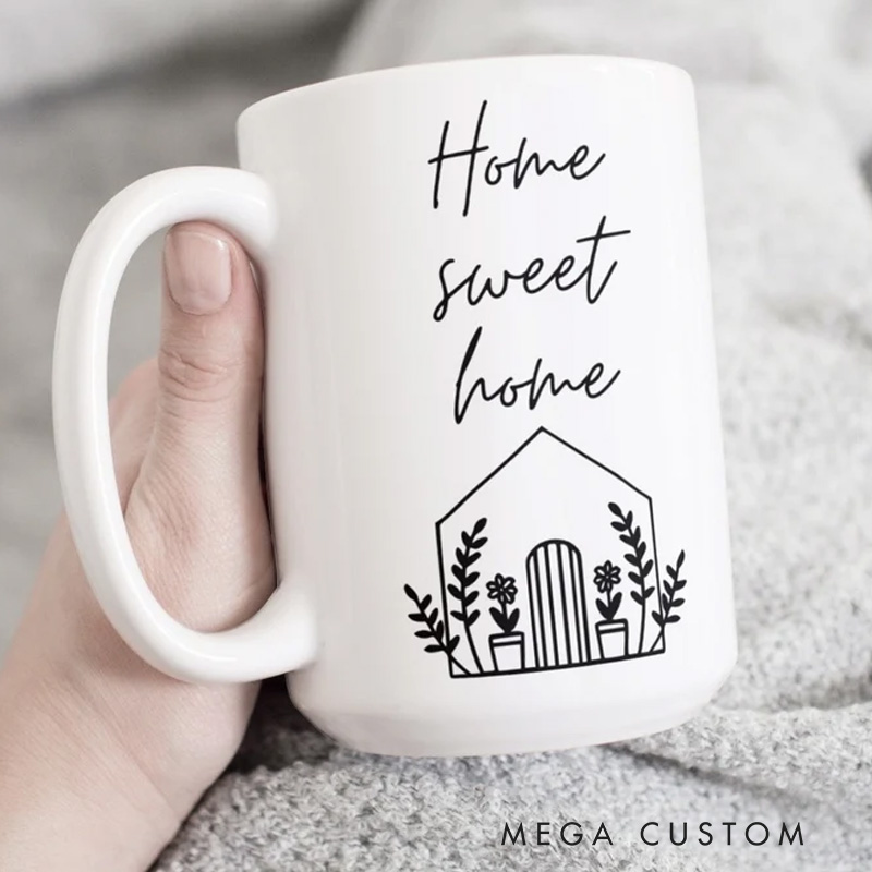 Personalized Home Sweet Home Coffee Tea Mug Cup 15 Oz Ceramic White Housewarming Mug New Home Gift